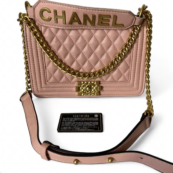 CHANEL Handbags - Chanel Small Gold Enchained Quilted Boy Flap Bag in Pink